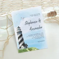 Watercolor Lighthouse Modern Wedding Invitation