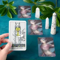 Japanese Fairy pink light blue Fantasy Art Tarot