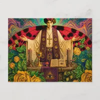 A psychedelic priestess postcard