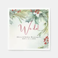 Watercolor Winter Holly and Berries Napkins