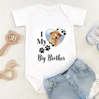 I Love My Big Brother Dog Lover Custom Pet Photo Baby Bodysuit