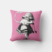 Vintage Alice With Flamingo Throw Pillow