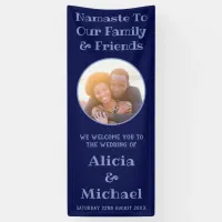 Blue Happy Couple Name And Photo Wedding Welcome Banner