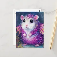 Cute Pink Hamster Dragon Postcard