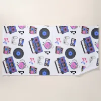 Retro 1980's Era Music Nostalgic Beach Towel