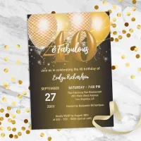 Glossy Gold Balloons Fabulous 40th Birthday Party Invitation