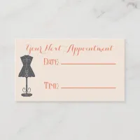 Vintage Sewing Machine Seamstress Tailor Appointment Card