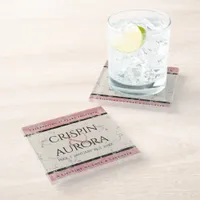 Elegant 37th Alabaster Wedding Anniversary Glass Coaster