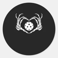 Halloween Pickle Skeleton Heart Hands Classic Round Sticker
