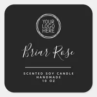 Add Your Logo Candle Black Square Sticker