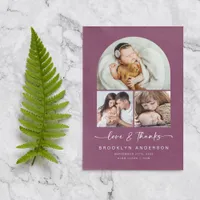 Love & Thanks | Modern Arch 3 Photos Baby Thank You Card