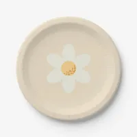 Retro Daisy Paper Plate | 7" Round Boho Floral Par