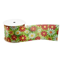    Daisies and Ladybugs Satin Ribbon