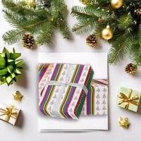 Holiday Tree & Stripes Gift Wrap – Festive Green