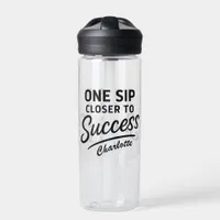Motivational success quote black water bottle