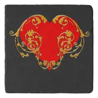 Bold Romantic Valentine Red Goth Heart   Trivet