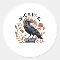 F-Caw-F Raven Moon Gothic Halloween Crow Bird Love Classic Round Sticker