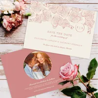 Photo, Elegant Dusty Rose Floral Wedding  Save The Date
