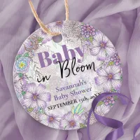 Elegant Purple Garden Flowers Baby in Bloom  Favor Tags