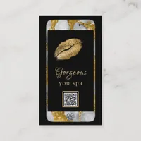 *~* Glam Luxe Cell Phone Gold QR LOGO Photo Business Card