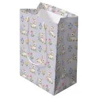 Cute Bunnies and Wildflowers Pattern Medium Gift Bag
