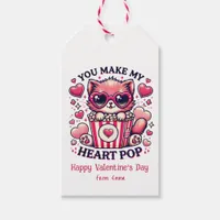 Cute Cat You Make My Heart Pop Classroom Gift Tags