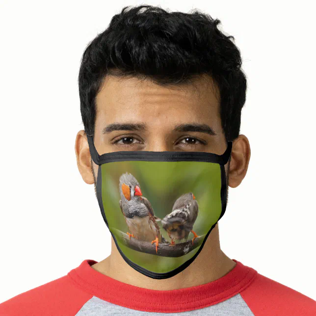 Cheeky Pair of Zebra Finches Songbirds Face Mask