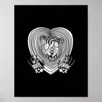 Crying Heart Skeleton Hands Classic Style Poster