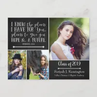 Rustic Christian Graduation Bible Verse Postcard