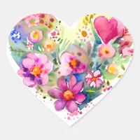 Floral Heart Wreath | Pastel Watercolor Colorful Heart Sticker