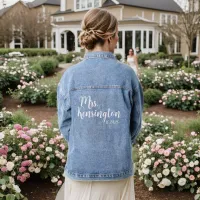 Personalized Mrs Last Name Wedding Bridal Denim Jacket