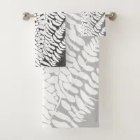 Shades of Gray Elegant Fern Bath Towel Set