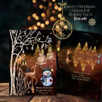 Merry Christmas Woodland Enchanted Forest  Foil Holiday Card