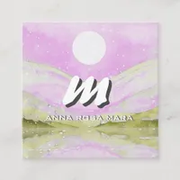 *~* QR Sky PINK SUN Abstract Landscape Nature AP93 Square Business Card