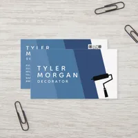 Blue Roller Stripe QR Code Decorator  Business Card