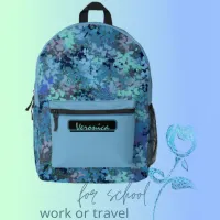 Blue Floral Abstract Pattern   Printed Backpack