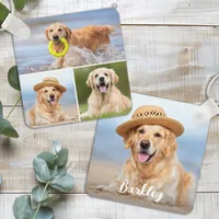 Custom 4 Photo Collage Modern Pet Puppy Dog Lover Keychain