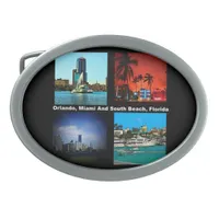 Orlando, Miami, South Beach Collage Oval Belt Buckle