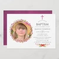 Aquarelle Wildflower Baptism or Christening Invitation