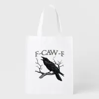 Gothic F-Caw-F Funny Crow Humor Essential Vintage  Grocery Bag