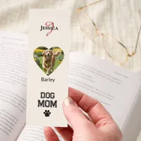 Dog Mom Hearts Pet Name and Photos Elegant Cream Bookmarks