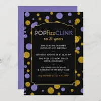 Pop Fizz Clink Milestone or Any Age Adult Birthday Invitation