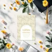 Elegant Gold and White Graduation Party Photo Invitation