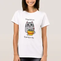 Hopeless Ramen-tic | Funny Cat Eating Noodles T-Shirt