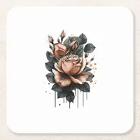 Fairy Aesthetic Goblincore And  Cottagecore Mushro Square Paper Coaster