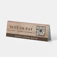 Rustic Bold Wood Grain Scan to Pay QR Code Table Tent