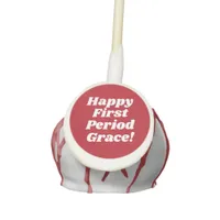 Happy First Period Party Red Cute Groovy Text Cake Pops