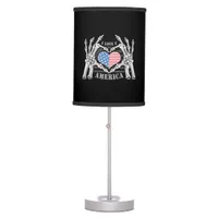 America Skull Skeleton Hand Artwork Editable Layer Table Lamp