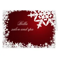 elegant red snowflakes  Business Thank You Cards