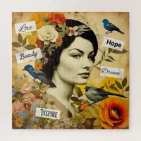 Hope, Love, Beauty, Dream Vintage Lady Jigsaw Puzzle